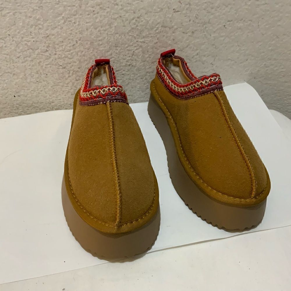 Platform Slippers Tazz Faux Fur Slip-on Vegan Suede Mule Winter Platform Shoes